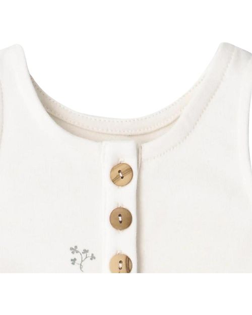 Garbo&Friends Pagliaccetto Senza Maniche - Folia Ecru - 100% Jersey di Cotone con Finiture in Seta - Collezione Mini Line Tutine Corte