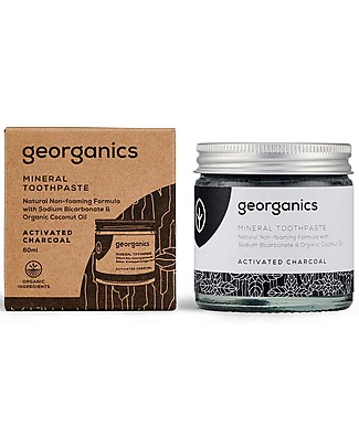Georganics Dentifricio Minerale Naturale - Carbone attivo - 60 ml Dentifricio e Spazzolini