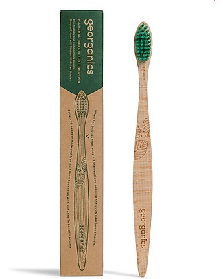 Georganics Spazzolino in Legno di Faggio - Setole Medie - Ecologico! Dentifricio e Spazzolini
