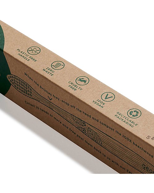 Georganics Spazzolino in Legno di Faggio - Setole Medie - Ecologico! Spazzolini