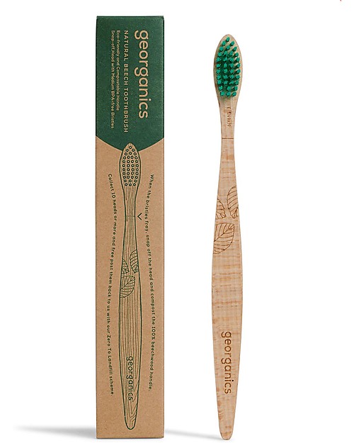 Georganics Spazzolino in Legno di Faggio - Setole Medie - Ecologico! Spazzolini