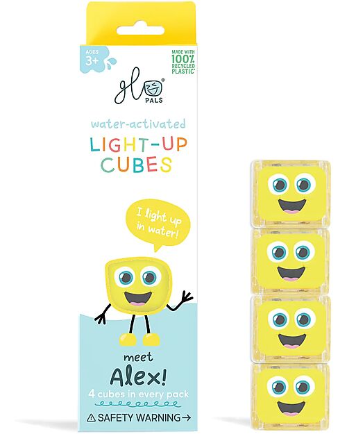Glo Pals Cubi Luminosi Alex - Giallo - Set da 4 - Adatto da 3 Anni Giochi Sensoriali_
