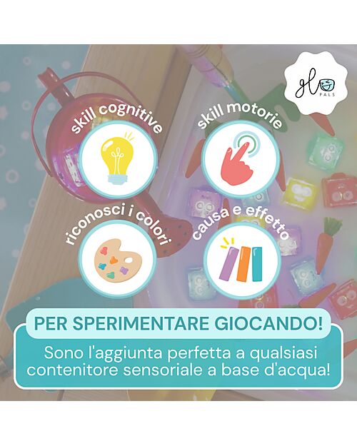 Glo Pals Cubi Luminosi  Sammy - Rosso - Set da 4 - Adatto da 3 Anni Giochi Sensoriali_