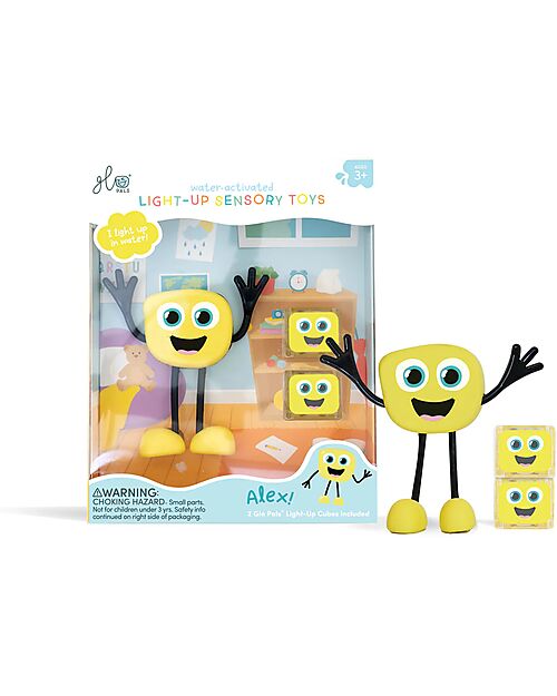 Glo Pals Set Personaggio Alex - con 2 Cubi Inclusi - Giallo - Adatto da 3 anni - 100% Plastica Riciclata Giochi Sensoriali_