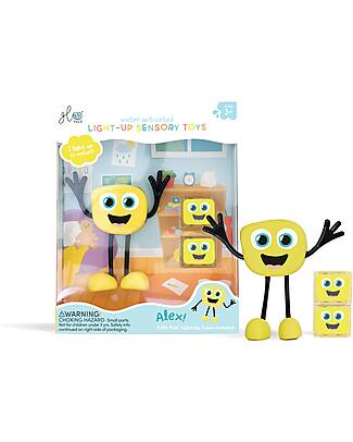 Glo Pals Set Personaggio Alex - con 2 Cubi Inclusi - Giallo - Adatto da 3 anni - 100% Plastica Riciclata Giochi Sensoriali_