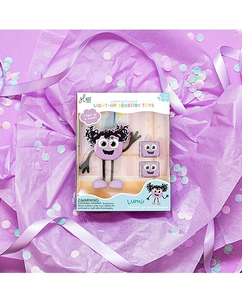 Glo Pals Set Personaggio Lumi - con 2 Cubi Inclusi - Viola - Adatto da 3 anni - 100% Plastica Riciclata Giochi Sensoriali_