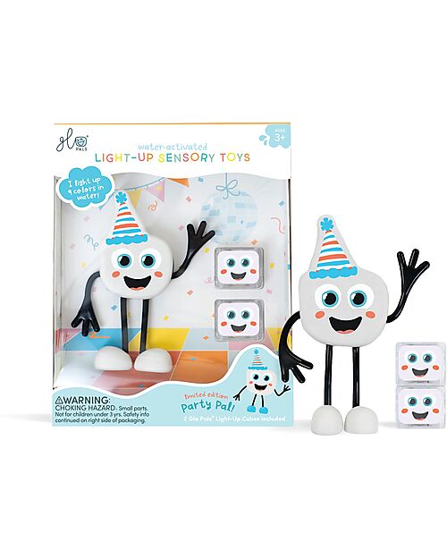 Glo Pals Set Personaggio Party Pal - con 2 Cubi Inclusi - Bianco - Adatto da 3 anni - 100% Plastica Riciclata Giochi Sensoriali_
