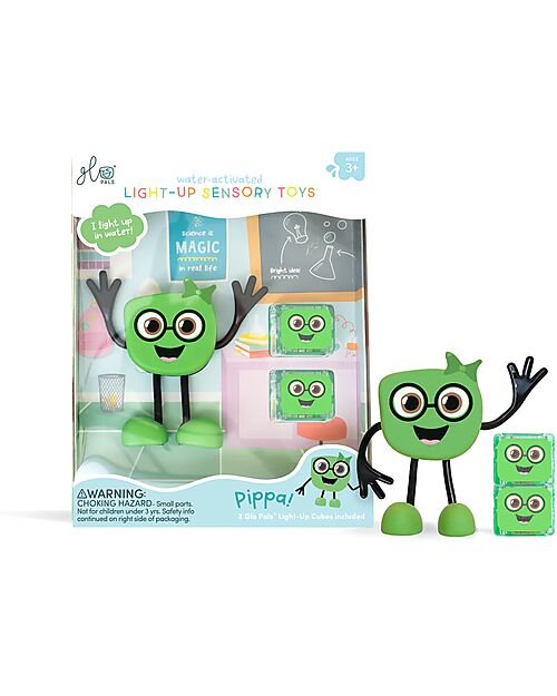 Glo Pals Set Personaggio Pippa - con 2 Cubi Inclusi - Verde - Adatto da 3 anni - 100% Plastica Riciclata Giochi Sensoriali_