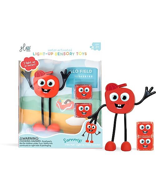 Glo Pals Set Personaggio Sammy - con 2 Cubi Inclusi - Rosso - Adatto da 3 anni - 100% Plastica Riciclata Giochi Sensoriali_