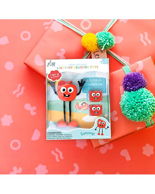 Glo Pals Set Personaggio Sammy - con 2 Cubi Inclusi - Rosso - Adatto da 3 anni - 100% Plastica Riciclata Giochi Sensoriali_