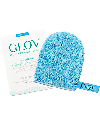 Glov Glov On The Go, Guanto Struccante in Microfibra, Bouncy Blue - Strucca senza usare detergente! Viso