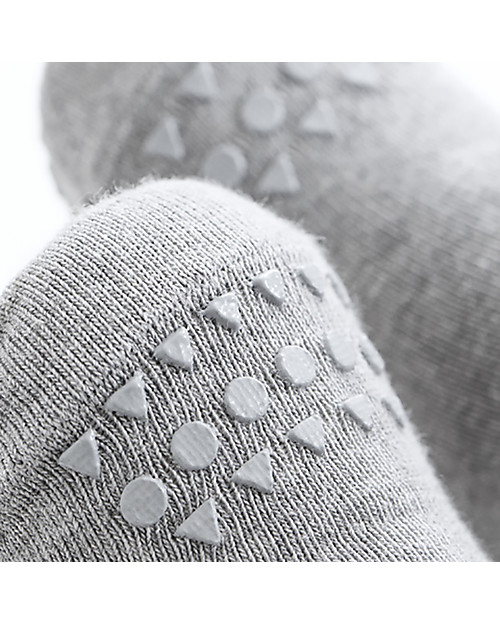 GoBabyGo Calzini Antiscivolo, Grigio Melange - Cotone Calzini Antiscivolo