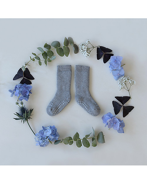 GoBabyGo Calzini Antiscivolo, Grigio Melange - Cotone Calzini Antiscivolo