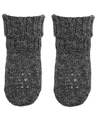 GoBabyGo Calzini Antiscivolo in Lana di Alpaca, Grigio Scuro - Morbidi e di Alta Qualità! Calzini