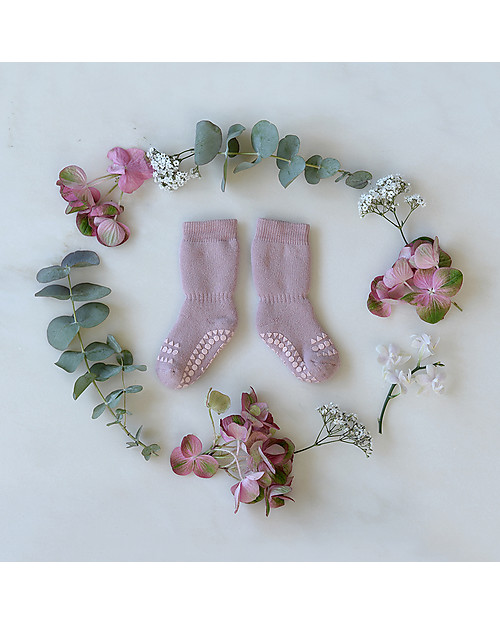GoBabyGo Calzini Antiscivolo, Rosa Antico - Cotone Calzini Antiscivolo