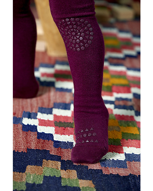 GoBabyGo Collant Antiscivolo per Gattonare, Prugna - Cotone Calze