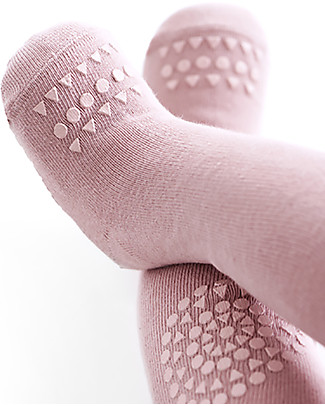 GoBabyGo Collant Antiscivolo per Gattonare, Rosa Antico - Cotone Calze