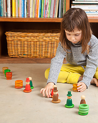 Grapat Aguamarina Autunno: Omini + Vasi + Anelli + Monete - Legno Sostenibile Giochi per Inventare Storie