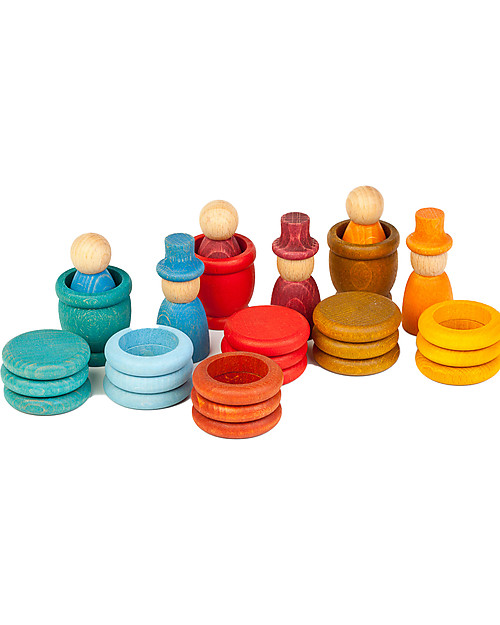 Grapat Aguamarina Estate: Omini + Vasi + Anelli + Monete - Legno Sostenibile Giochi Montessoriani