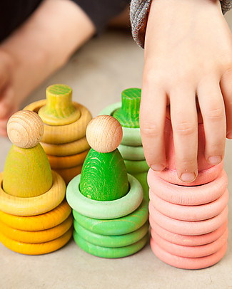 Grapat Aguamarina Primavera: Omini + Vasi + Anelli
+ Monete - Legno Sostenibile Giochi per Inventare Storie