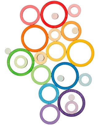 Grapat Anelli - 24 Pezzi con i Colori dell'Arcobaleno - Legno Sostenibile Giochi Montessoriani