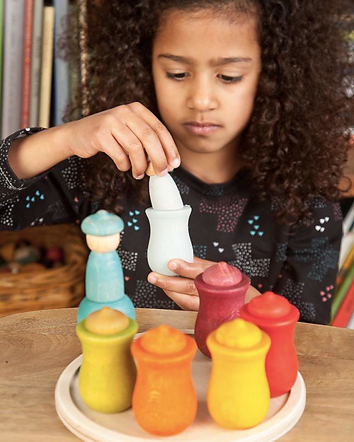 Grapat Calendario Settimanale delle 7 Lune - Color Arcobaleno - Legno Sostenibile Giochi Montessoriani