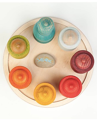 Grapat Calendario Settimanale delle 7 Lune - Color Arcobaleno - Legno Sostenibile Incastri in Legno