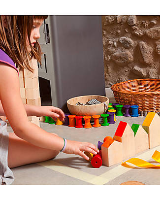 Grapat Case e Omini Nins - Color Arcobaleno - Legno Sostenibile Giochi Montessoriani