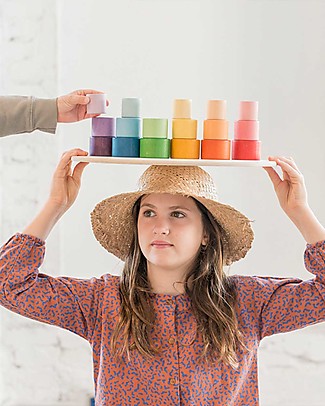 Grapat Ciotoline - 24 Pezzi con i Colori dell'Arcobaleno - Legno Sostenibile Giochi Creativi
