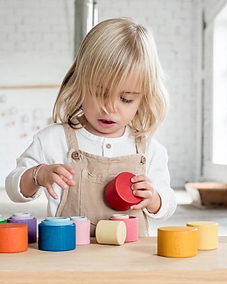 Grapat Ciotoline - 24 Pezzi con i Colori dell'Arcobaleno - Legno Sostenibile Giochi Creativi