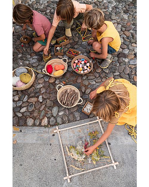 Grapat Cornice Nature e Memory - 4 Bastoncini un Gomitolo di Filo di Canapa - Legno Sostenibile Giochi Montessoriani
