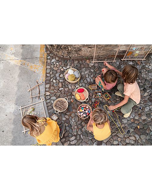 Grapat Cornice Nature e Memory - 4 Bastoncini un Gomitolo di Filo di Canapa - Legno Sostenibile Giochi Montessoriani