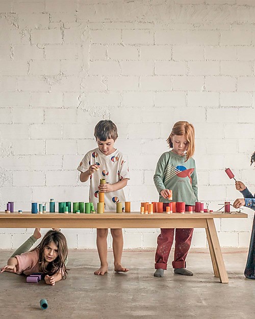 Grapat Lola: Omini e Tubi Color Arcobaleno -  72 pezzi - Legno Sostenibile Giochi Montessoriani