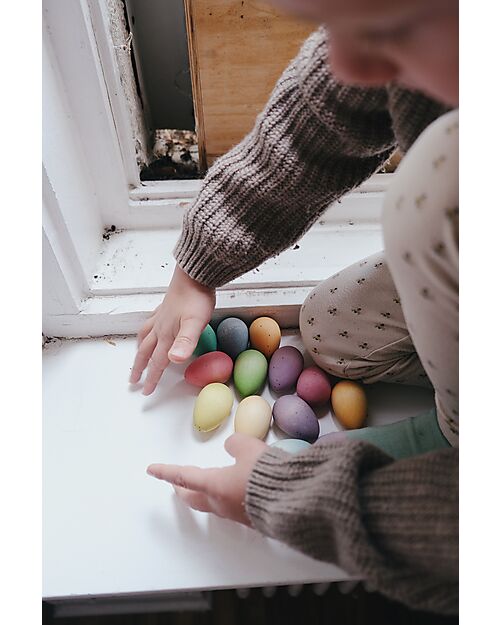 Grapat Mandala Eggs - 12 Pezzi a Forma di Uova - Arcobaleno - Legno Sostenibile Giochi Montessoriani
