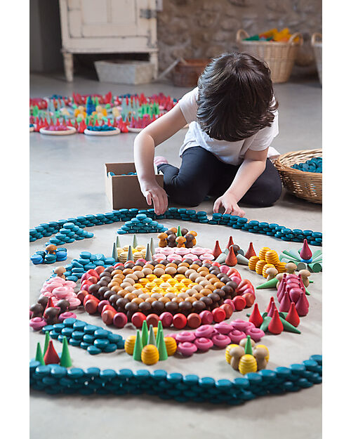 Grapat Mandala Fire - 36 Pezzi a Forma di Fiamma - Rosso - Legno Sostenibile
 Giochi Montessoriani