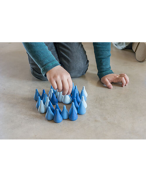 Grapat Mandala Raindrop - 36 Pezzi a Forma di Gocce d'Acqua - Blu - Legno Sostenibile
 Giochi Montessoriani
