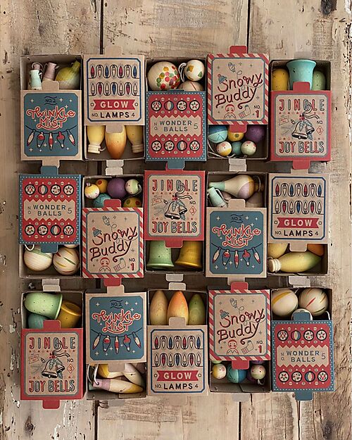 Grapat Nebbia Scintillante - Ornamento Natalizio - 3 Pezzi - Legno Calendari dell'Avvento