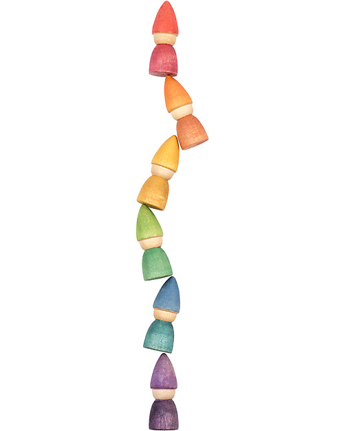 Grapat Nins Tomten - Gnomi del Bosco - Color Arcobaleno - Legno Sostenibile Giochi Montessoriani
