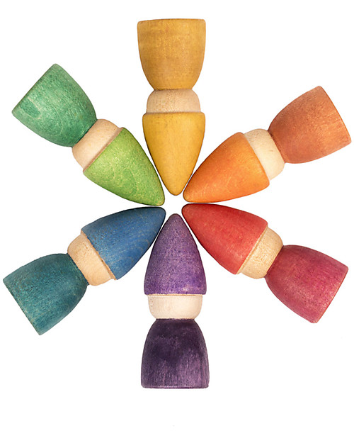 Grapat Nins Tomten - Gnomi del Bosco - Color Arcobaleno - Legno Sostenibile Giochi Montessoriani