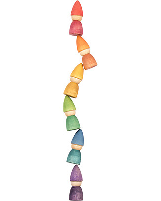 Grapat Nins Tomten - Gnomi del Bosco - Color Arcobaleno - Legno Sostenibile Giochi per Inventare Storie