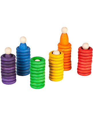 Grapat Omini Nins, Anelli e Monete - In Legno Naturale e Sostenibile Giochi Creativi