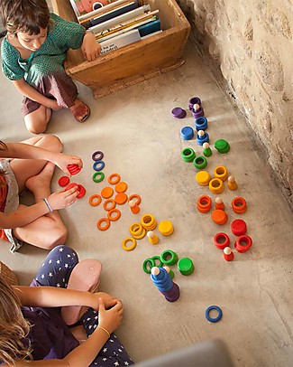 Grapat Omini Nins, Anelli e Monete - In Legno Naturale e Sostenibile Giochi Creativi