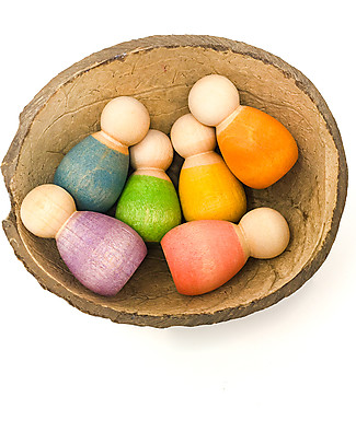 Grapat Omini Nins Bèbè - Colori Chiari - Legno Sostenibile Giochi per Inventare Storie