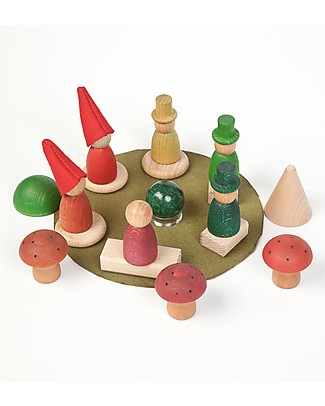 Grapat Omini Nins del Bosco - Color Arcobaleno - Legno Sostenibile Giochi Creativi