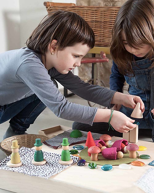 Grapat Omini Nins del Bosco - Color Arcobaleno - Legno Sostenibile Giochi Montessoriani