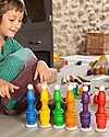 Grapat Omini Nins, Vasi e Monete - Titti i Colori dell'Arcobaleno - Legno Sostenibile Giochi Montessoriani