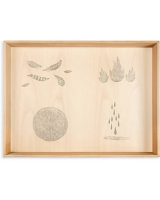 Grapat Play Box - Naturale - Legno Sostenibile - Illustrazioni 4 Elementi della Natura Giochi Montessoriani