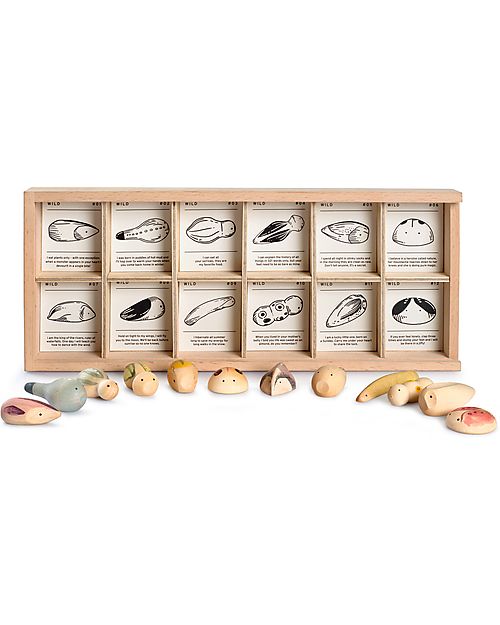 Grapat Raccoglitore con Animaletti in Legno - Wild - 12 pezzi Animali in Legno
