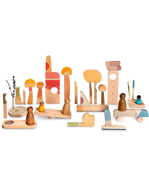 Grapat Set per Costruire - Happy Place - 40 Pezzi - Legno Sostenibile Giochi Montessoriani