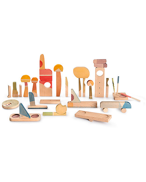 Grapat Set per Costruire - Happy Place - 40 Pezzi - Legno Sostenibile Giochi Montessoriani
